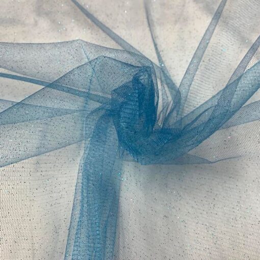 Tulle pailleté bleu