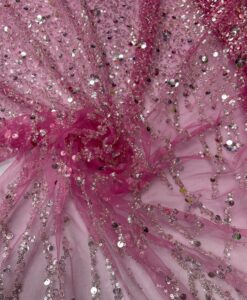 Tulle pailleté dégradé Fushia  à rose pale