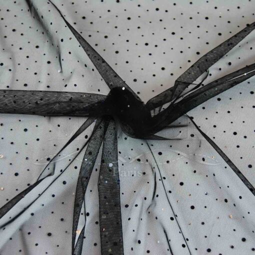 TULLE NOIR PAILLETÉ NOIR HOLOGRAMME