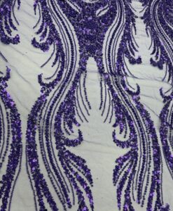 Alternative view of Tulle perle fleuri violet parme et argent