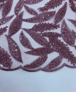 Alternative view of Tulle perlé feuille bois de rose