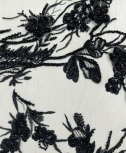 Alternative view of Tulle perlé fleuri orange cuivre argent