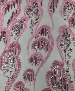 Alternative view of Tulle perlé sequin rose vif
