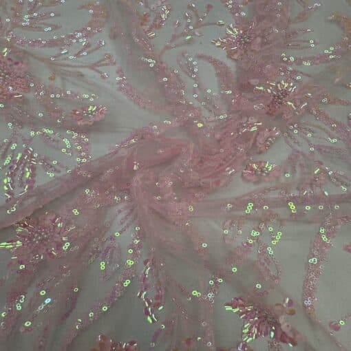 Tulle rose pale pailletée