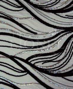 tulle splendide série 1 fond blanc pailleté blanc, noir et argent