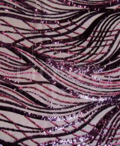 TULLE SPLENDIDE SÉRIE 2 FOND PRUNE PAILLETÉ PRUNE FONCÉ ET PRUNE CLAIR