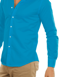 Alternative view of Coton uni turquoise