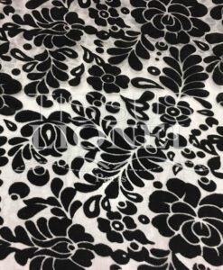 Velours de soie dévoré fleurs noir