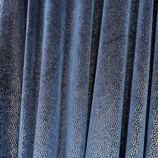 Velours élasthanne marine pailleté or