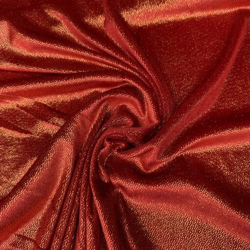 Velours élasthanne rouge pailleté or