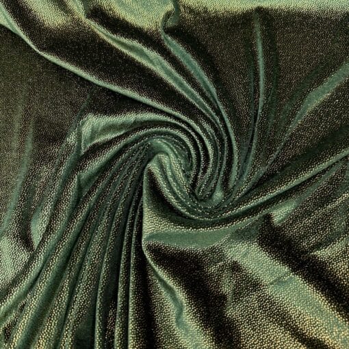 Velours élasthanne vert bouteille pailleté or