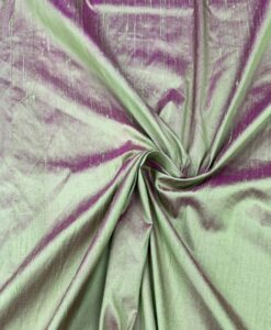 Tissu soie shantung vert et fuchsia