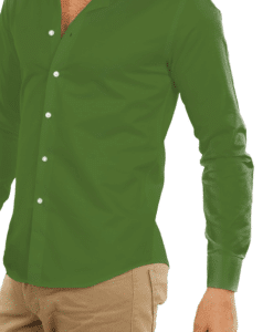 Alternative view of Coton uni vert olive