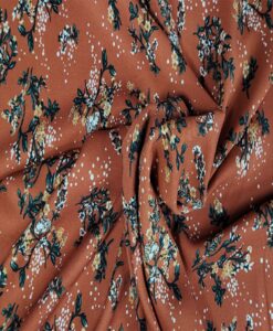 Viscose fleuris brique