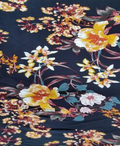 Viscose fleurs tropicale marine