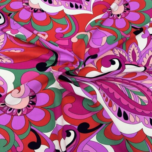 Viscose imprimé fuchsia et rouge