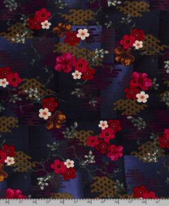 Viscose polyester fleuris marine