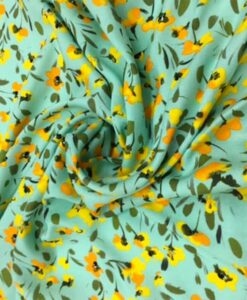 Viscose printemps fleuris vert d'eau 2022